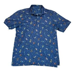 johnnie-O Luau cocktail print stretch polo men’s L